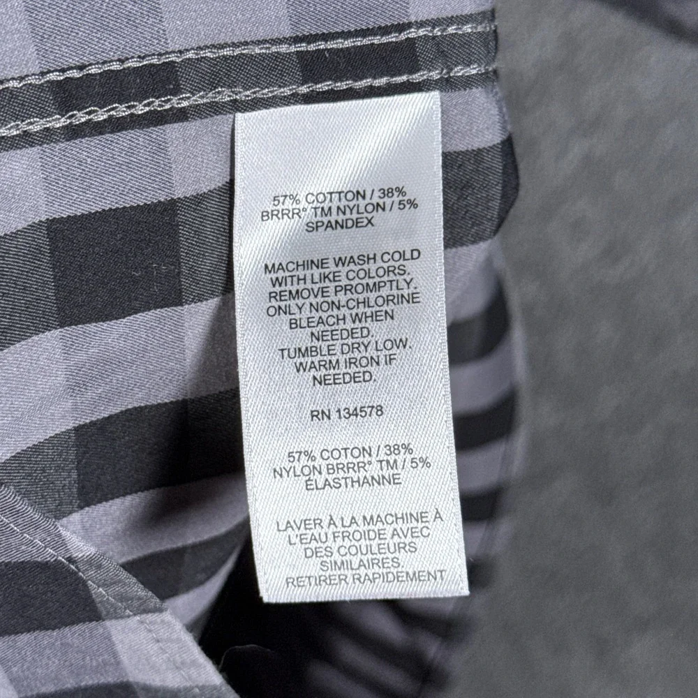 Vineyard Vines Shirt Mens XL Grey Gingham‎ OTG Performance Brrr Button Down